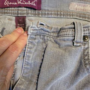 Gloria Vanderbilt Womens Classic Jeans Amanda 14 Long Gray Wash Tapered leg